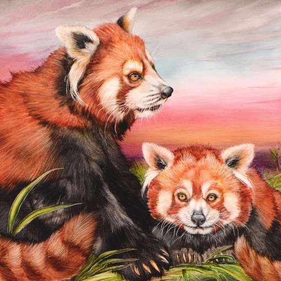 Red Panda Mother And Cub by Katon Original