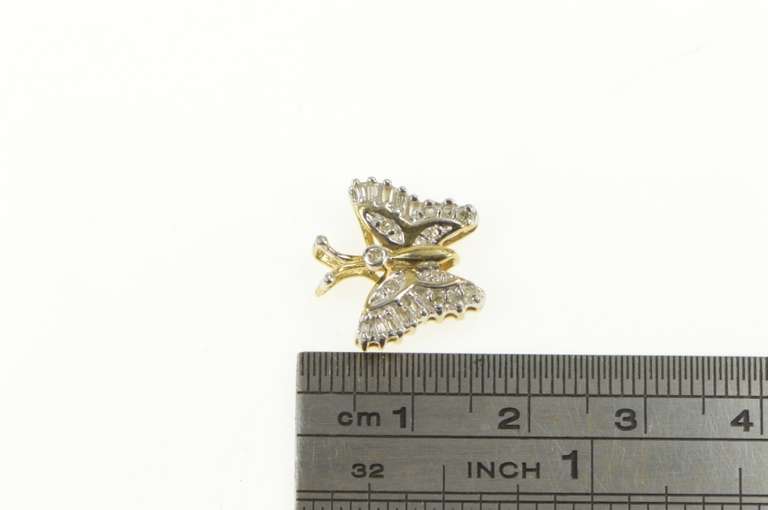 10K Yellow Gold Diamond Butterfly Cluster Classic Vintage Pendant