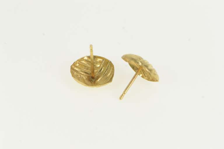 14K Yellow Gold Volleyball Sport High Relief Simple Stud Earrings