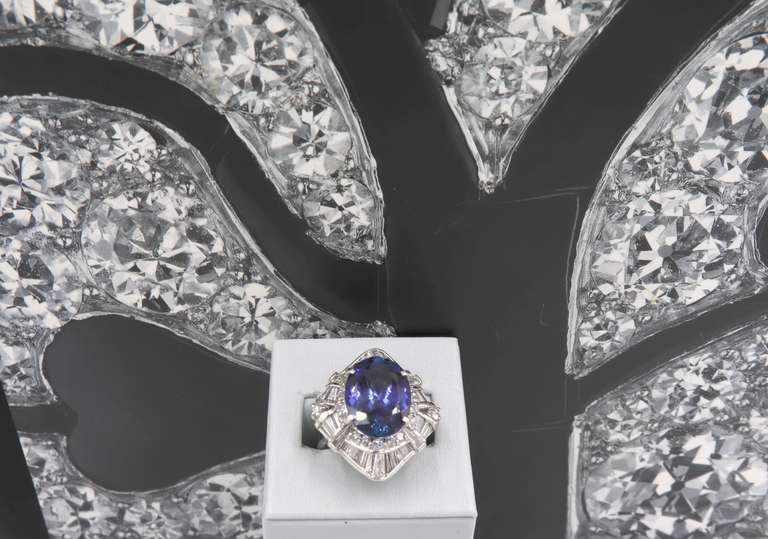 Remarkable Platinum Tanzanite and Diamond Ring