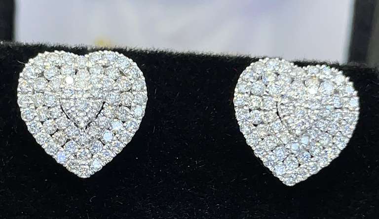 1.25 CTTW DIAMOND HEART STUD EARRINGS IN 14KT SOLID WHITE GOLD