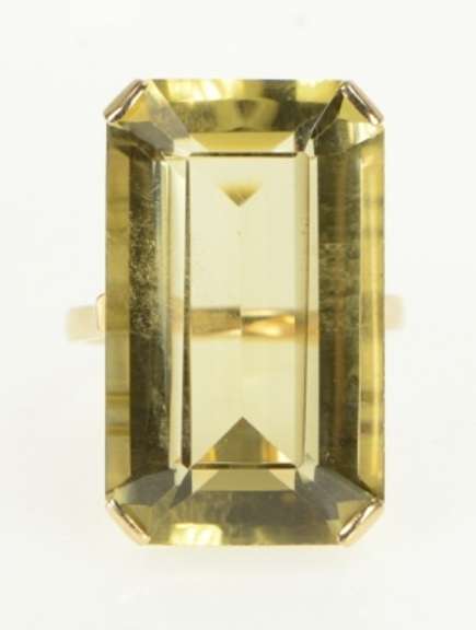 14K Yellow Gold 41.50 Ct Smoky Quartz Cocktail Statement Ring