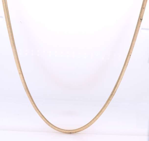 Pleasing Yellow Gold 3mm Flat Snake Chain Necklace