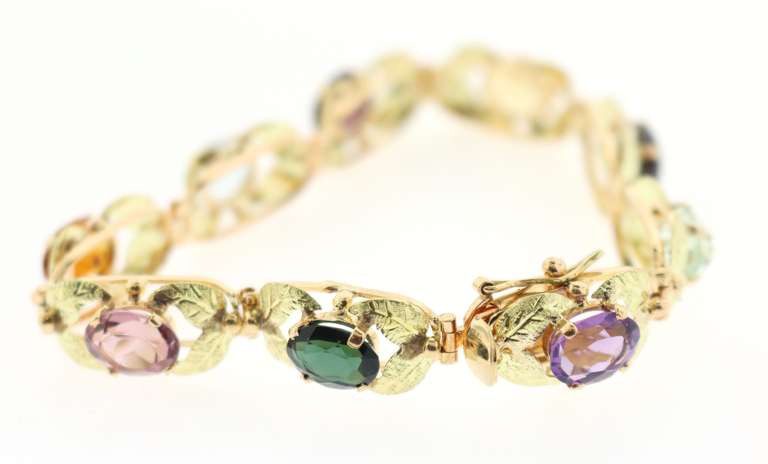 Exquisite 18k Gold Polychromatic Gemstone Bracelet