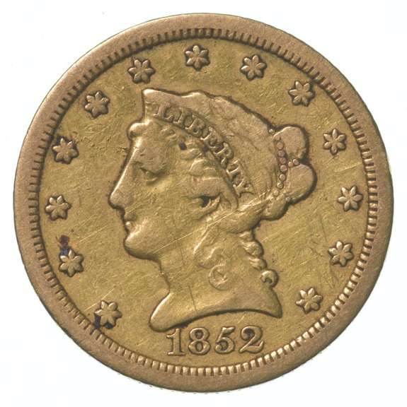 1852-O $2.50 Indian Princess Head Gold Quarter Eagle .1209 AGW