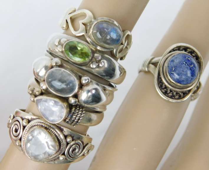 6 Sterling Silver Gemstone Rings