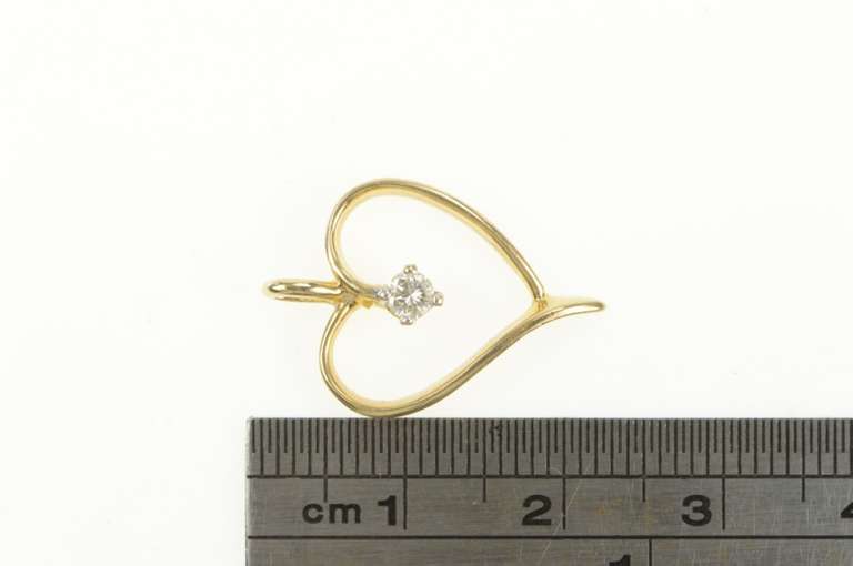 14K Yellow Gold Heart 0.10 Ct Diamond Love Symbol Classic Pendant