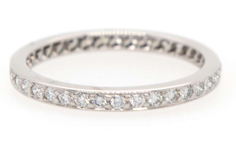 Cartier 0.38ctw Diamond Eternity Wedding Band Ring in 18K W/Box