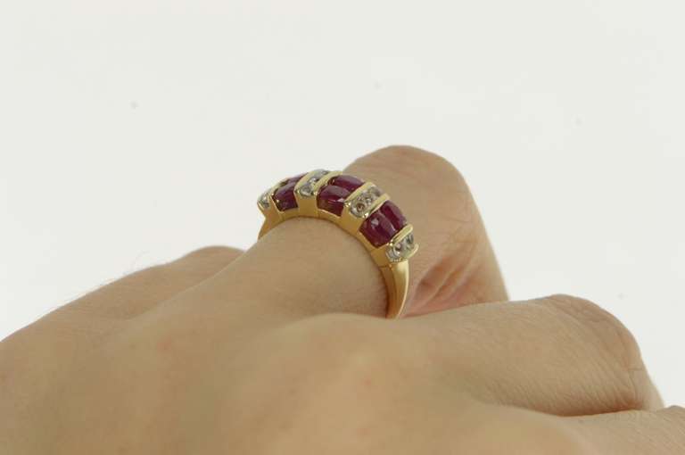 14K Yellow Gold 2.00 Ctw Natural Ruby CZ Vintage Statement Ring