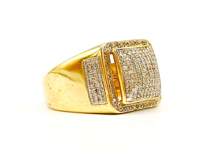 14kt Solid Yellow Gold & Diamond Men's Ring