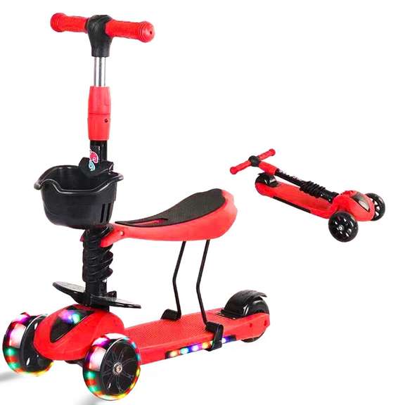 2-in-1 Folding Kids Scooter with Seat Saddle