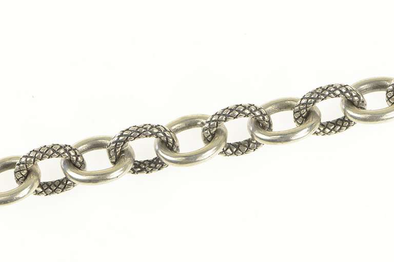 Sterling Silver Designer Ornate Cable Link Toggle Chain Necklace