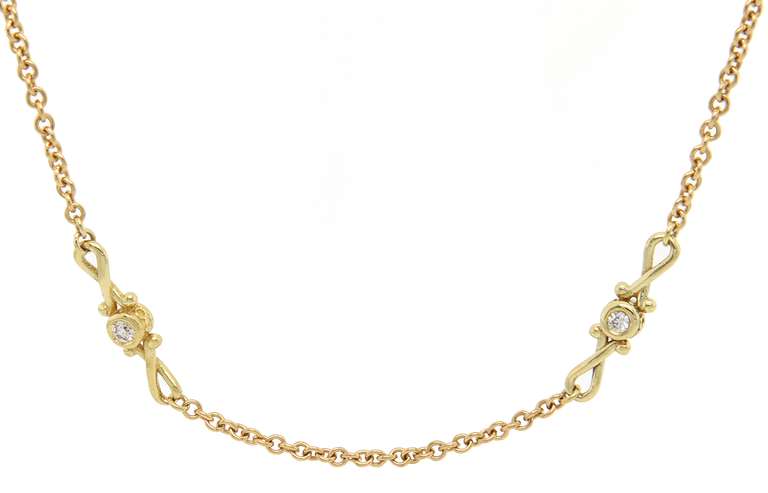 Attractive 0.50ctw Diamond Double Sided Station Necklace in 18K