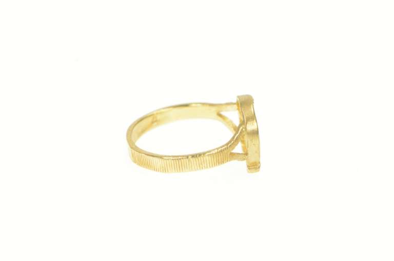 14K Yellow Gold Horse Shoe Diamond Cut Good Luck Lucky Ring