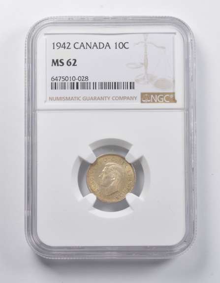 MS62 1942 Canada 10 Cents NGC