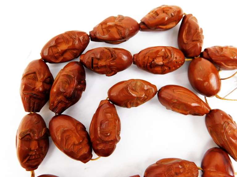 Vintage Chinese Carved Head Prayer Beads
