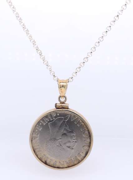 1940 Italian Coin Pendant Necklace
