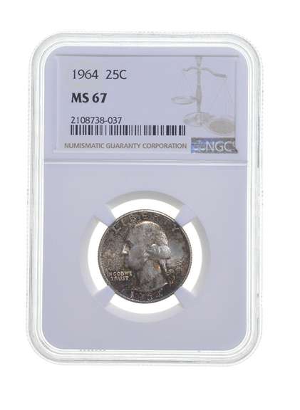 MS67 1964 Washington Quarter - Graded NGC