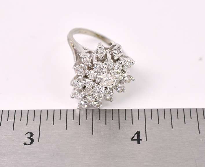 Sparkling Diamond Ring In 14K White Gold