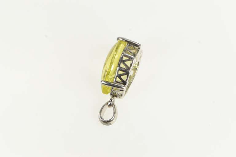 Sterling Silver Pear Fantasy Cut Citrine Tear Drop Statement Pendant