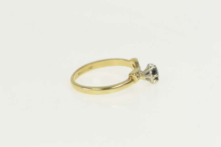 10K Yellow Gold 1940's Sapphire Diamond Bow Statement Ring