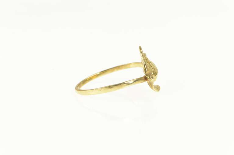 14K Yellow Gold Sea Turtle Tortoise Animal Statement Ring