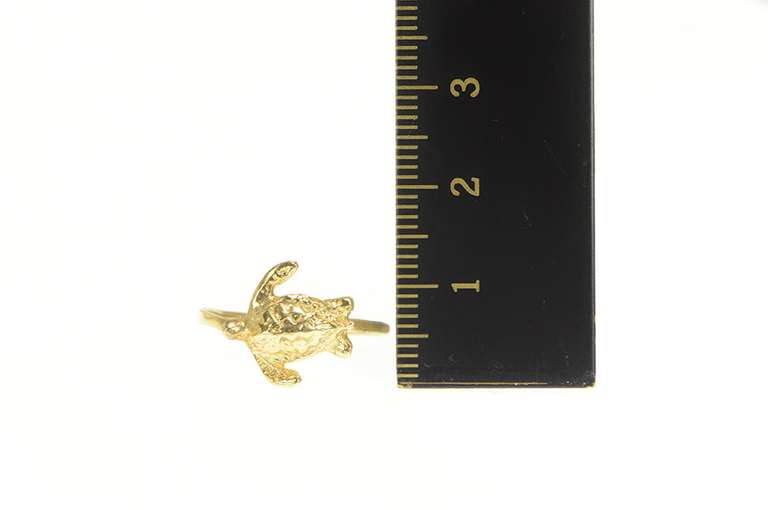 14K Yellow Gold Sea Turtle Tortoise Animal Statement Ring