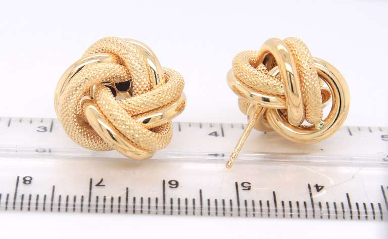 Divine 18kt Polished and Satin Love Knot Earrings