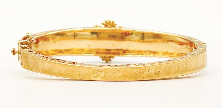 14kt Solid Yellow Gold and Opal Antique Bangle