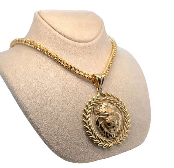 14K YELLOW GOLD LION CHARM NECKLACE