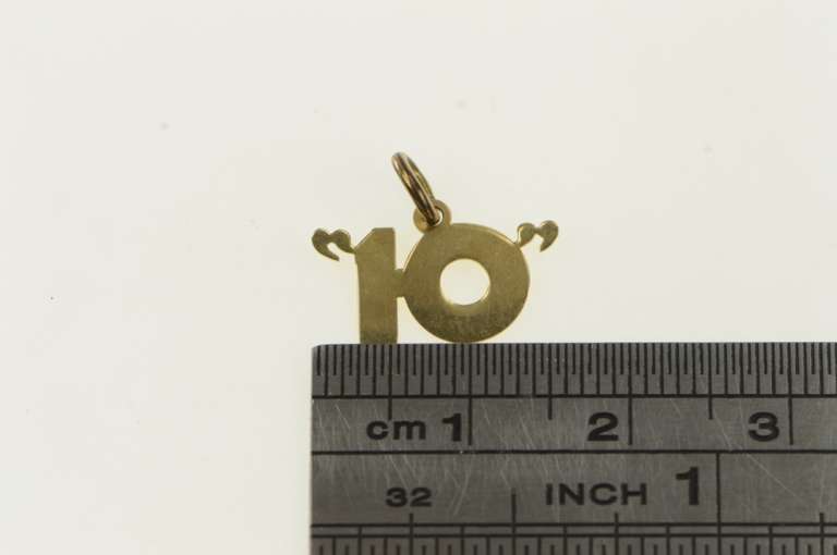 14K Yellow Gold 10 Number Ten Good Luck Perfect Score Charm/Pendant