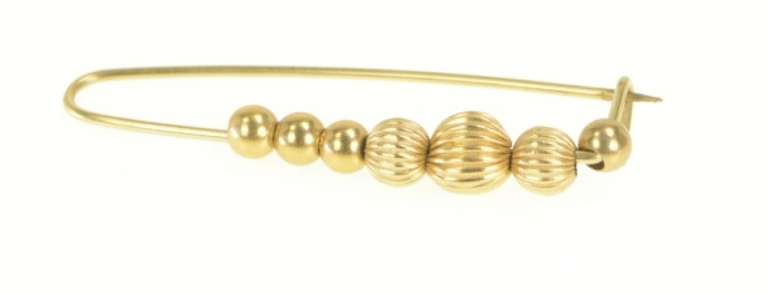 10K Yellow Gold Ball Beaded Vintage Simple Bar Pin/Brooch