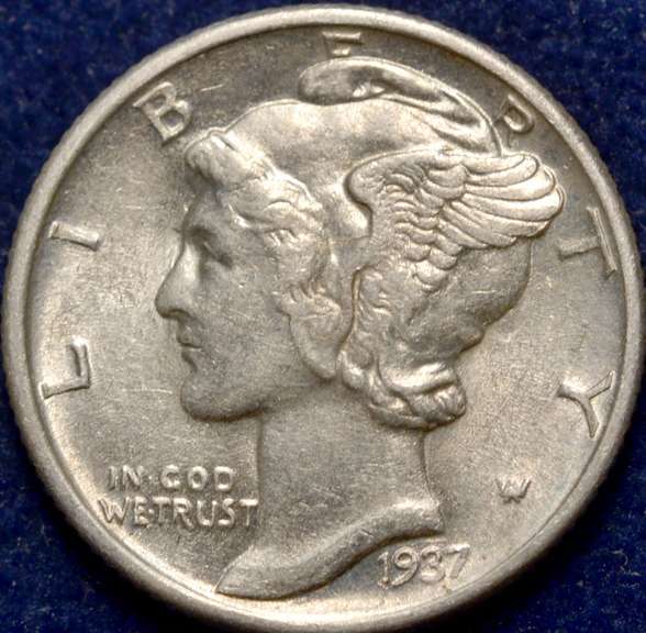 1937 Mercury Dime BU