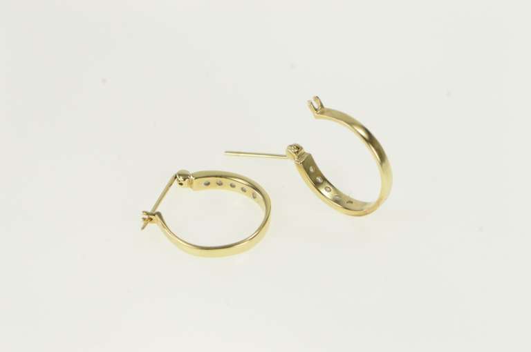 10K Yellow Gold Vintage Diamond Classic 15.5mm Hoop Earrings