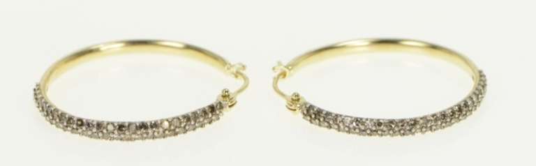 14K Yellow Gold 0.75 Ctw Pave Fancy Diamond Statement Hoop Earrings