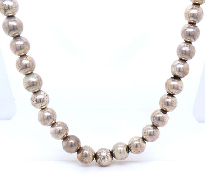 Vintage 925 Sterling Silver Ball Beaded Necklace