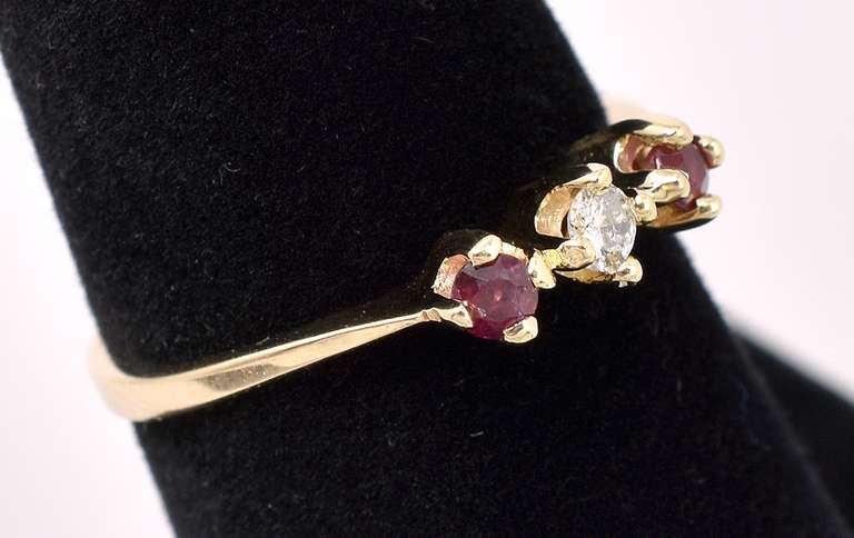 Beautiful Ruby And Diamond Ring In 14K Yellow Gold