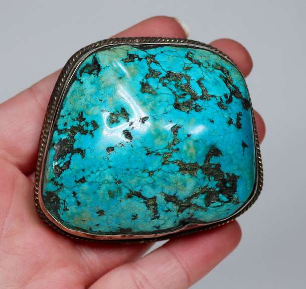 Unique! 520ct rich robin egg blue Turquoise buckle