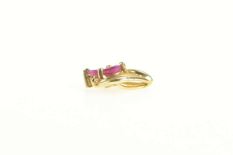 10K Yellow Gold Marquise Ruby Cluster Tear Drop Classic Pendant