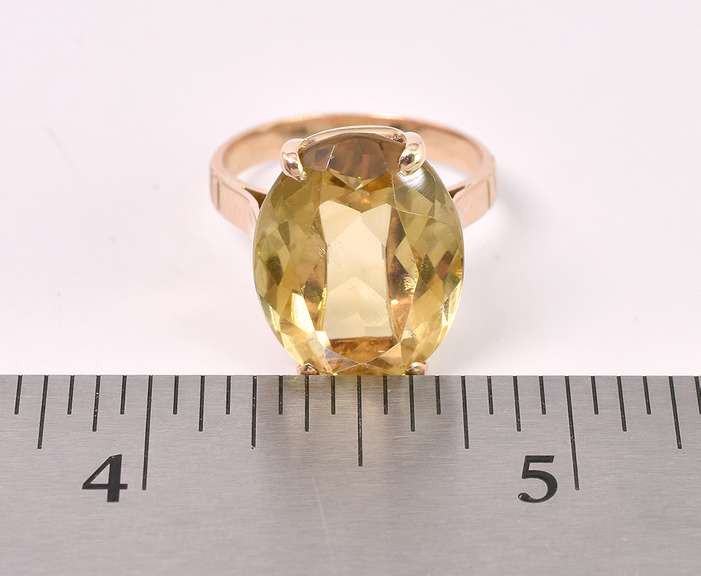 Large Citrine Ring In 14K Yellow Gold