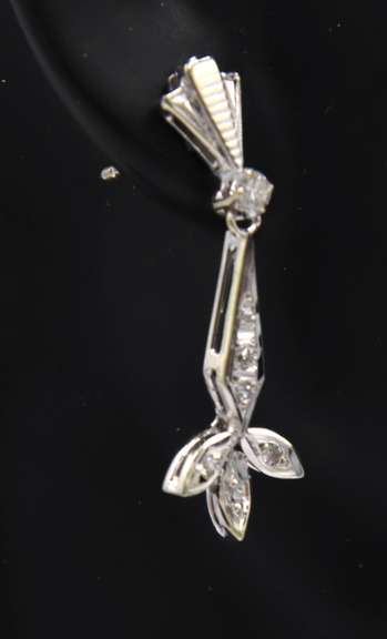 Antique Diamond Dangle Earrings in White Gold