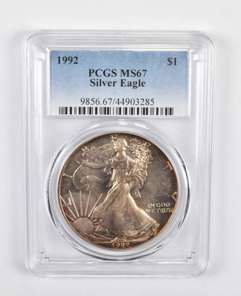 MS67 1992 American Silver Eagle - Graded PCGS