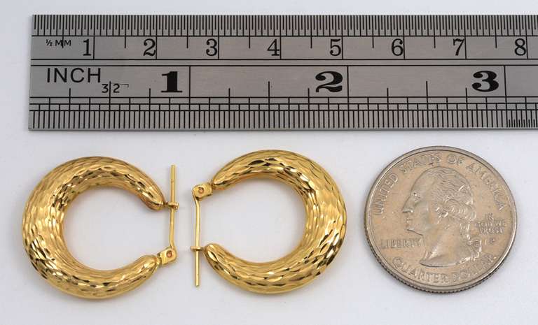 Sparkling 14k Quarter Sized Hoop Earrings