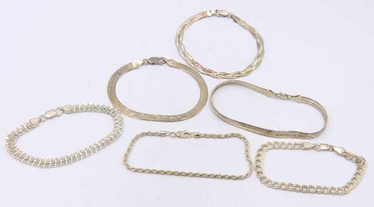 Group Lot of 6 Vintage 925 Sterling Silver Bracelets