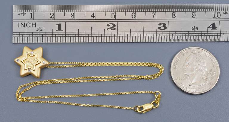 Tasteful Diamond Star of David Necklace in 14K YG