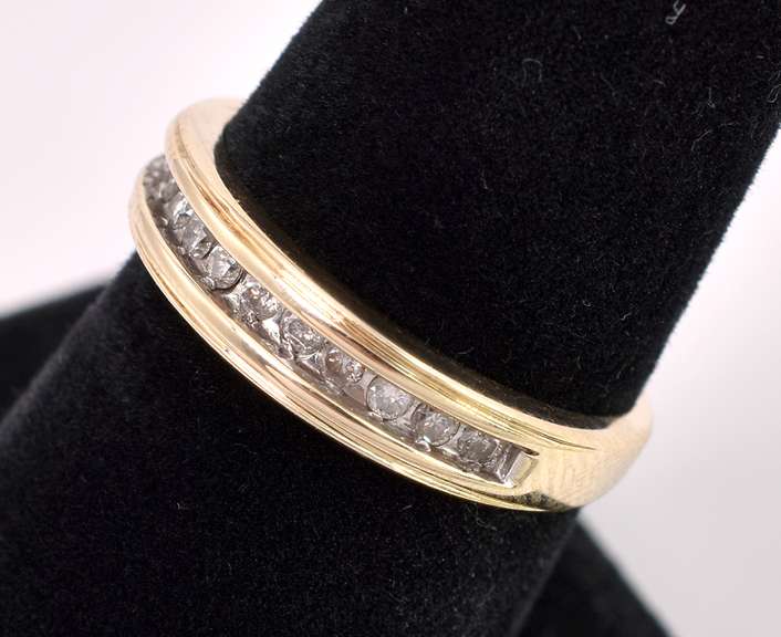 Solid Diamond Ring In 14K Yellow Gold