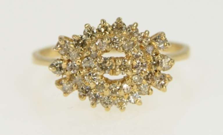 14K Yellow Gold 1.00 Ctw Classic Diamond Vintage Cluster Ring
