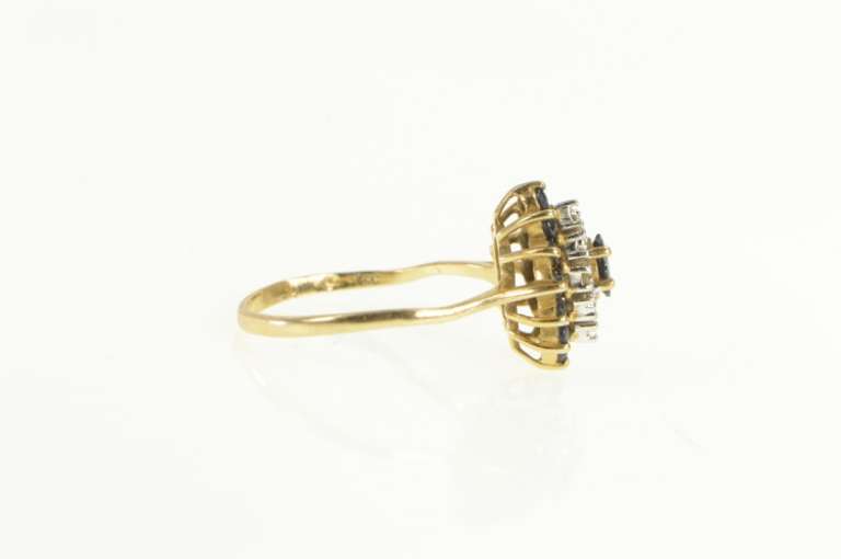 10K Yellow Gold Sapphire Diamond Halo Classic Statement Ring
