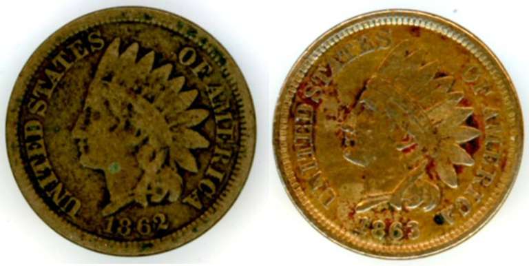 1862 & 1863 Copper-Nickel Indian Head Cents