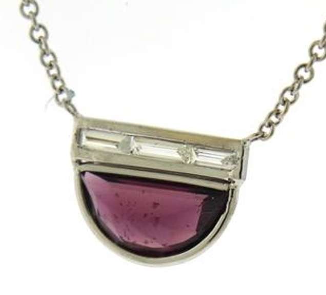 Amazingly Unique Rhodolite and Baguette Diamond Necklace